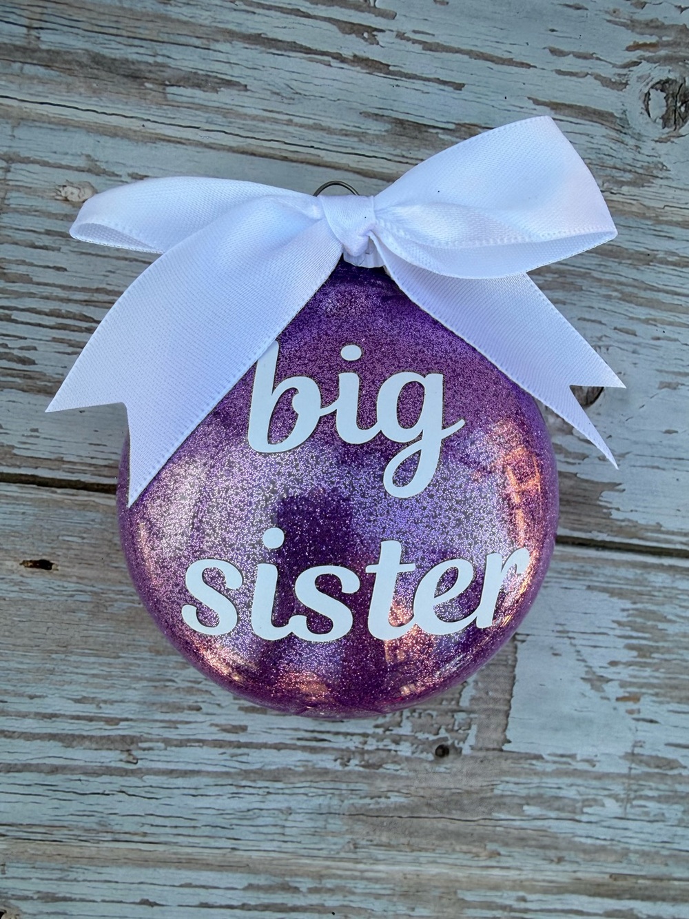 NEW Big Sister Christmas ornament, 3” plastic glitter ornament